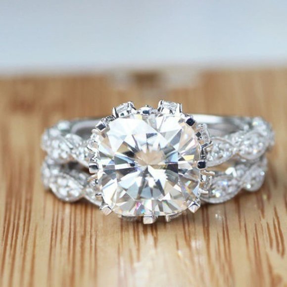 🔥 Luxury Shiny Big Round Gems Inlaid Beautiful Wedding Ring for Women,EVGG1135 - Picture 1 of 5